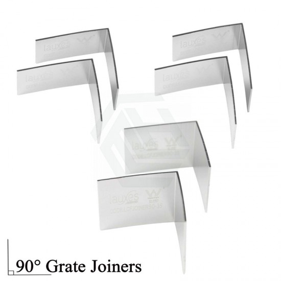 90° Lauxes Silk Silver Pair Shower Grate Joiners 22/26mm